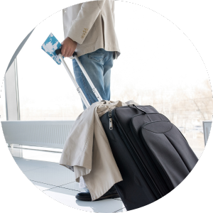 Person with luggage at MSP Airport.